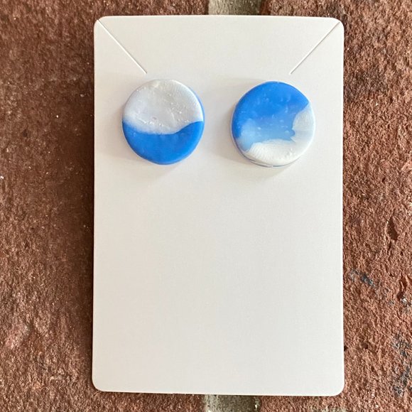 Hand Crafted Jewelry - Handmade Abstract Polymer Clay Small Circle Studs